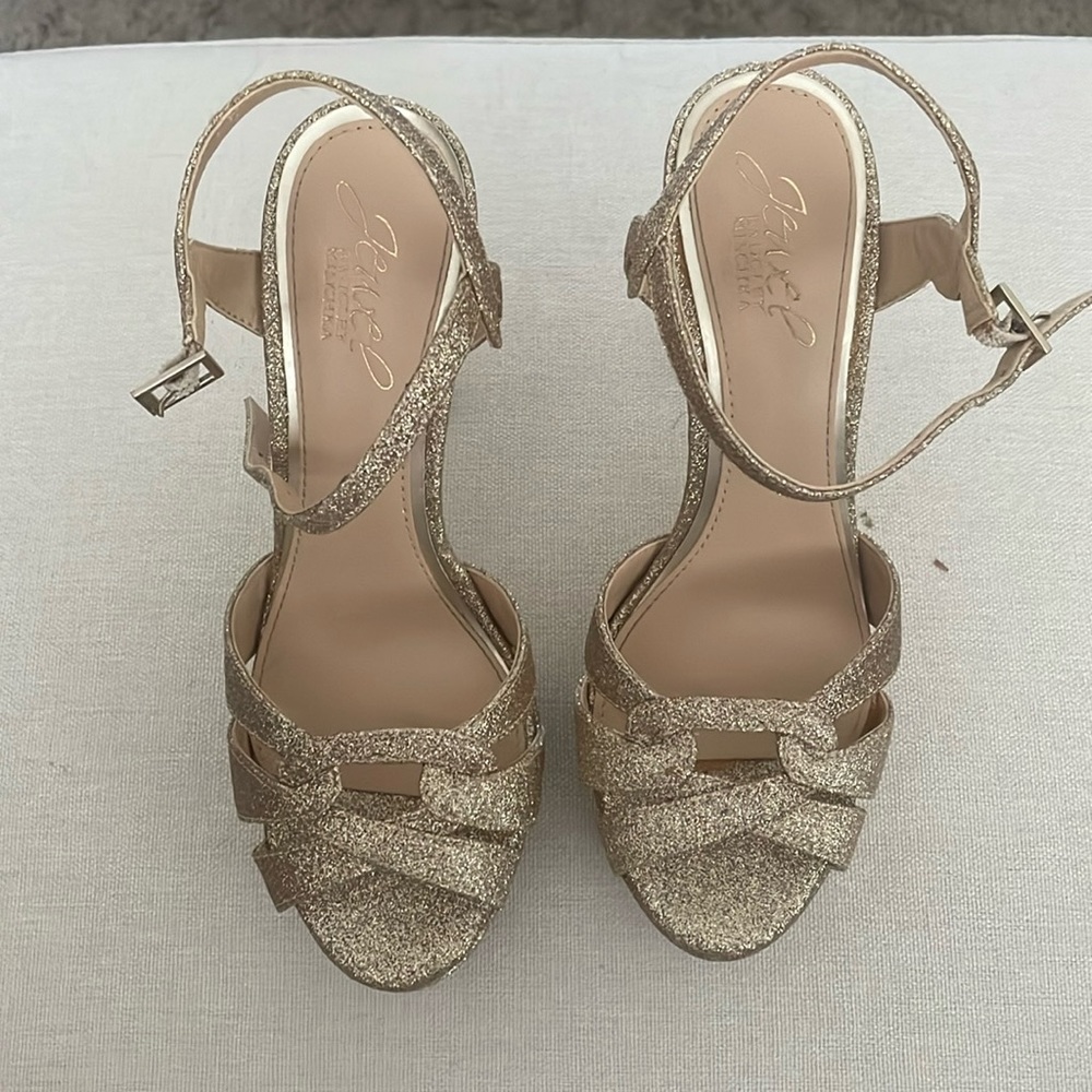 Badgley Mishka Jewel gold heels